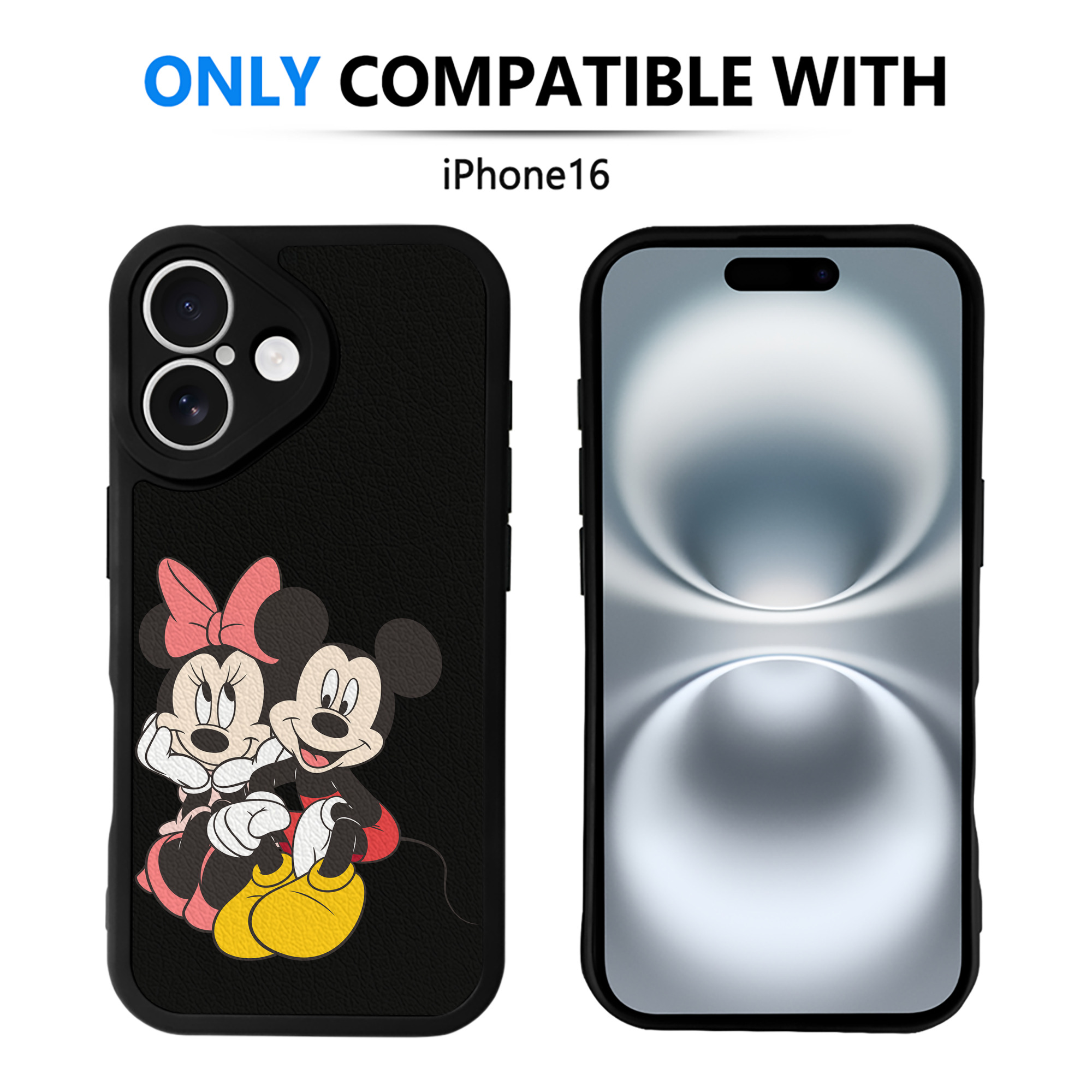 （画像用） ミッキーマウス Mickey Mouse 【iPhone 16シリーズ対応】シリコンスマホケース（レザー調） 材質：シリコン